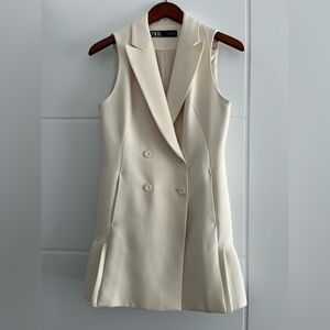 Zara Cream Blazer Vest Dress